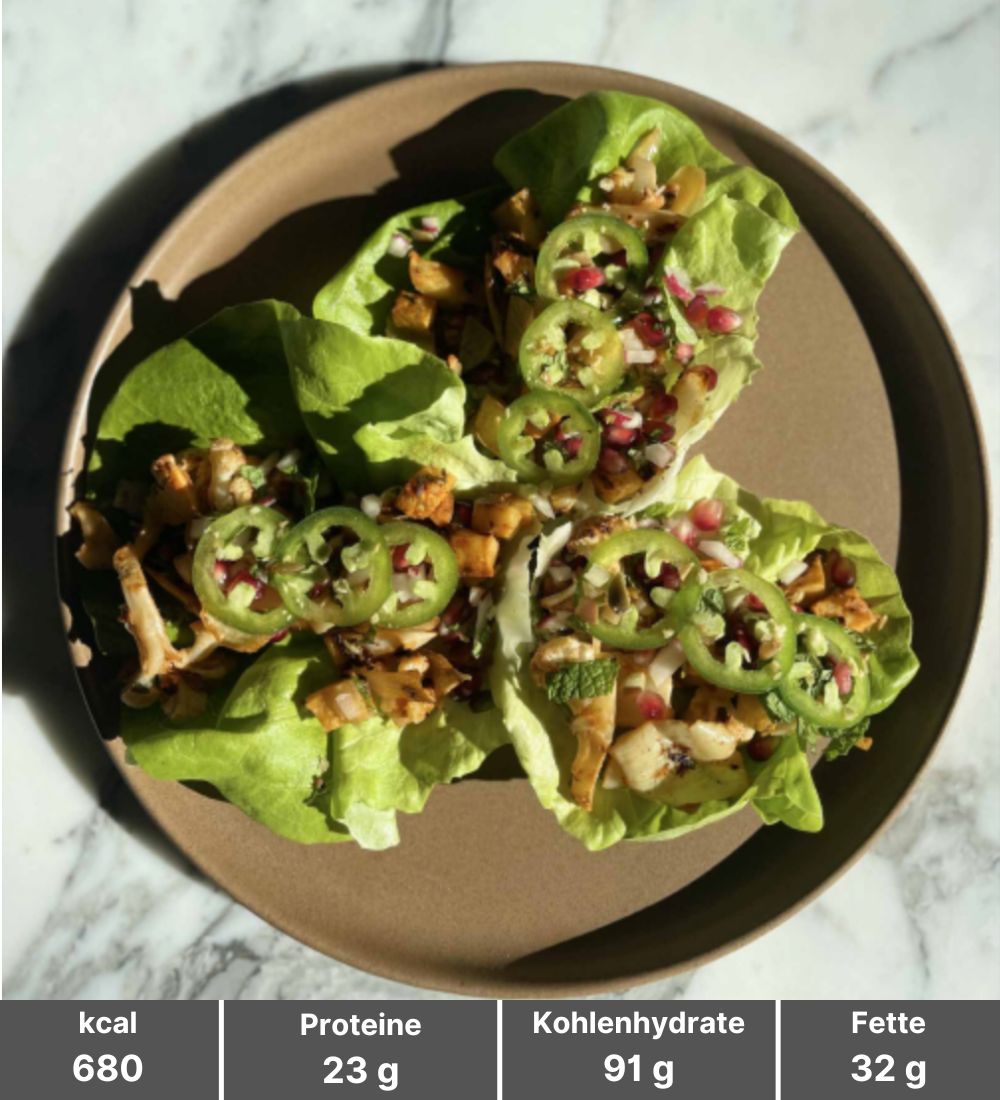 Salat Wraps mit gebackenem Gemüse